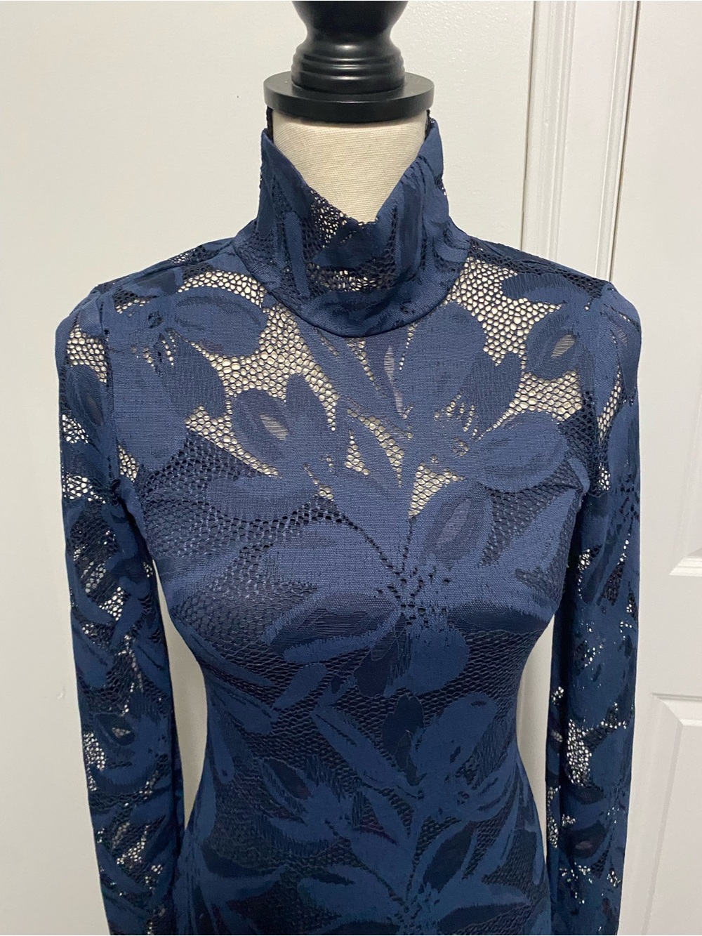 AFRM Navy Floral Lace Long Sleeve Maxi Dress - Picture 4 of 9